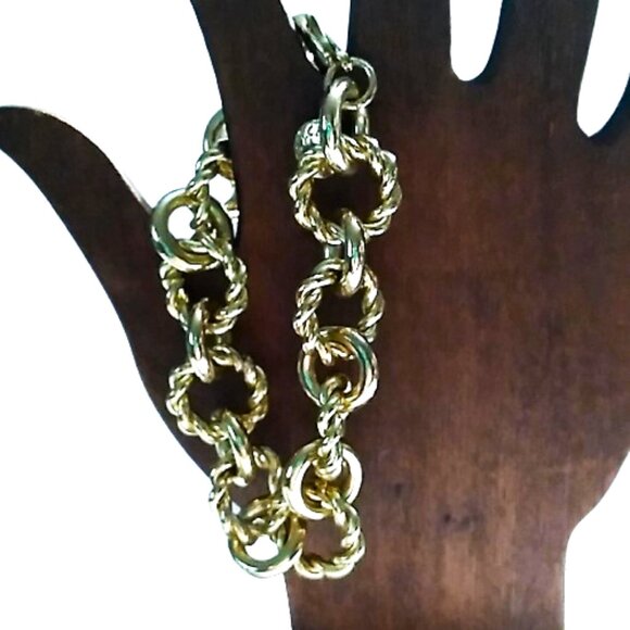J.Crew Gold-Tone Chain Link Bracelet 8 inch Statement Jewelry Designer - Picture 2 of 13